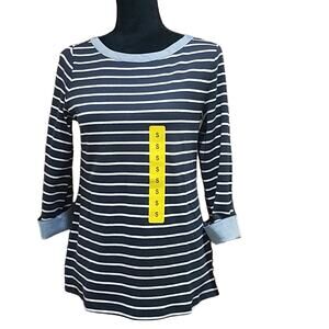 Nautica Small Striped Cotton TunicTop blue and white